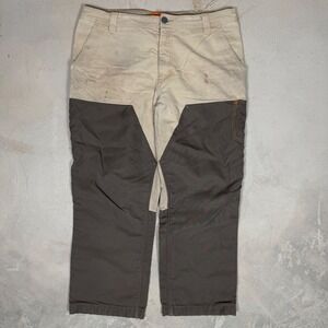 Field & Stream Mens 38x29 Canvas Hunting Pants Brown Tan brush guard double knee